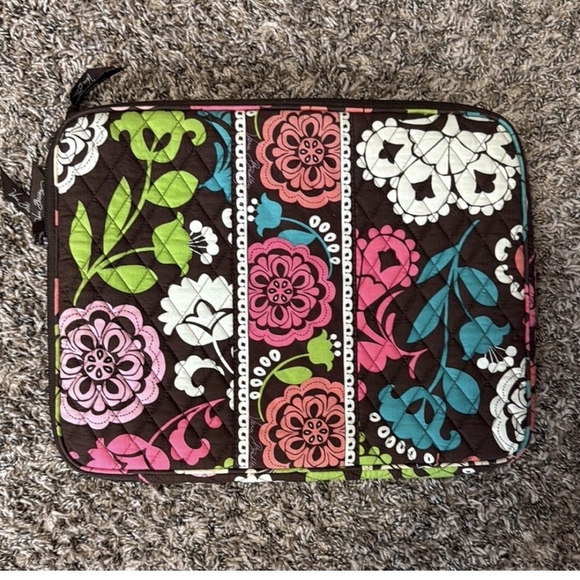 Vera Bradley Floral Laptop Case - Brown, Pink, Green - Picture 1 of 7